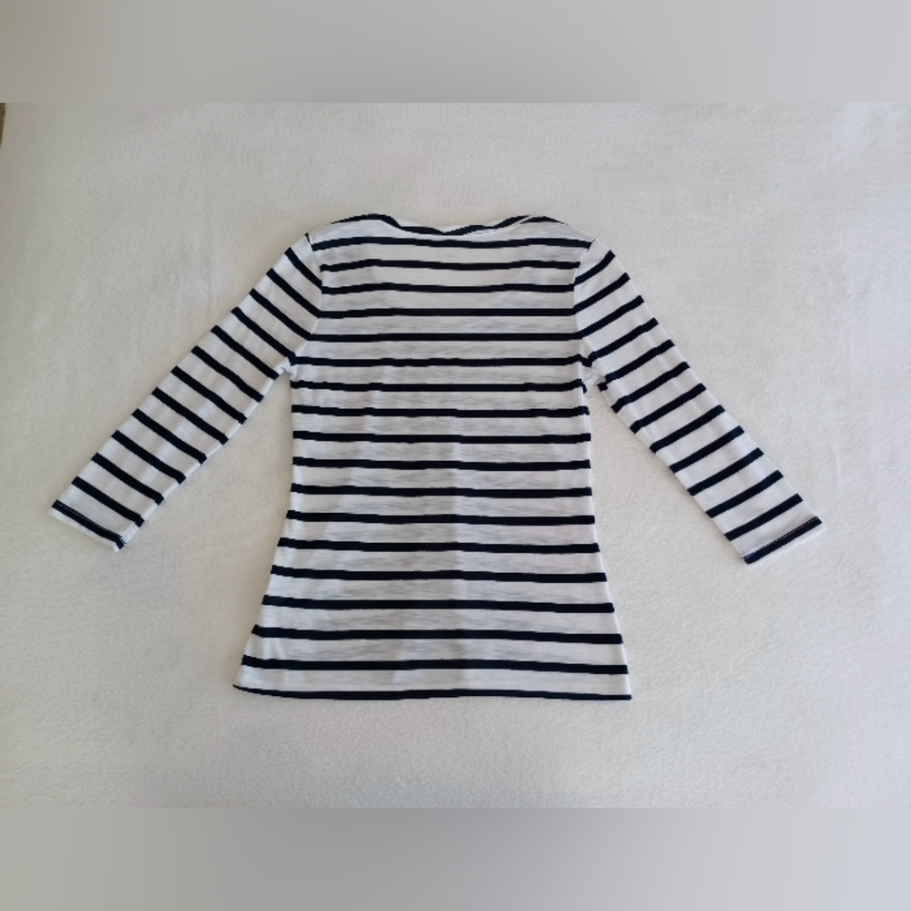 Madison Black and White Striped Top with Red Rose Design, Size Sp - Picture 9 of 12
